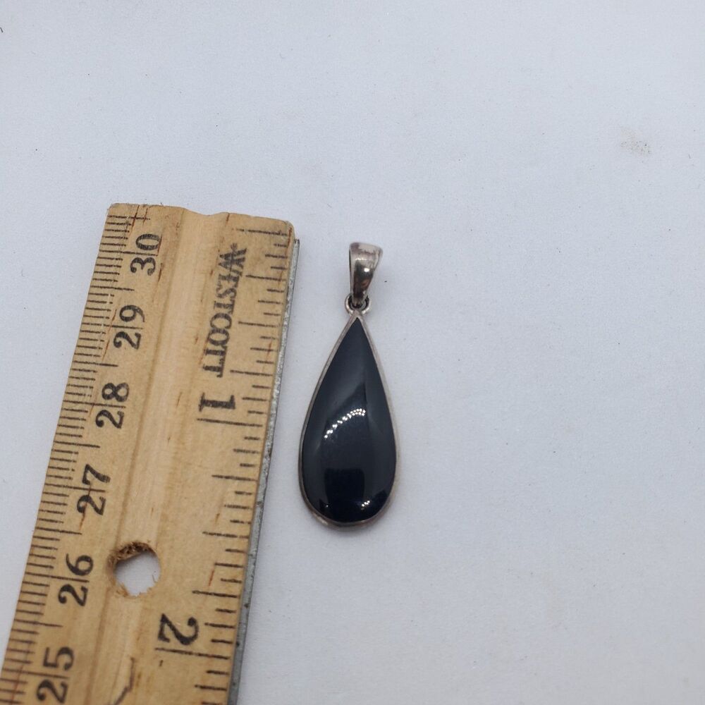 Sterling Silver and Black Glass Pendant 925